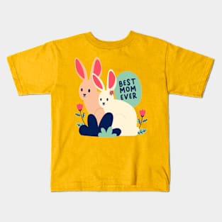 Mother's Day Bold Colourful Rabbit  Mom best mom ever Kids T-Shirt